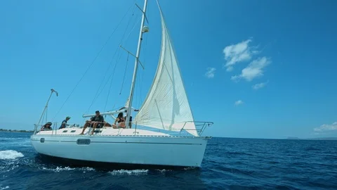 Sailing blue ocean Stock Footage 87140884