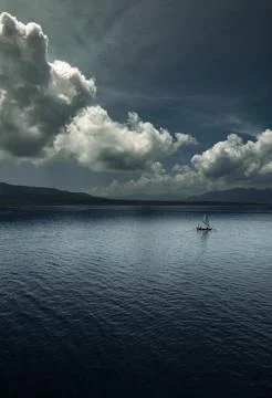 Sailing on the blue ocean. Stock Photos