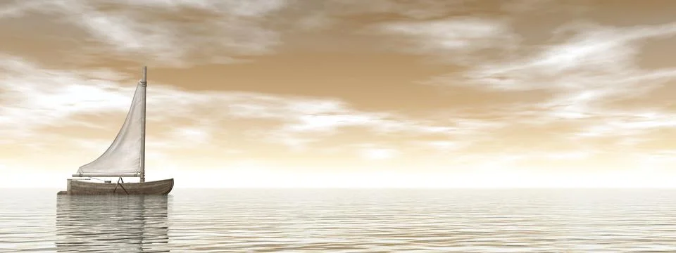 Sailing boat - 3D render Stock Illustration