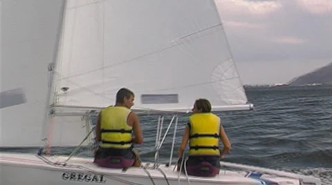 Sailing boat in action Stock Footage 952599