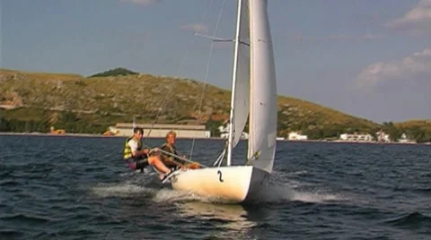 Sailing boat in action Stock Footage 952603