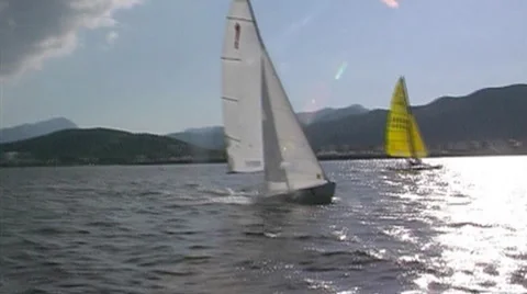 Sailing boat in action Stock Footage 952608