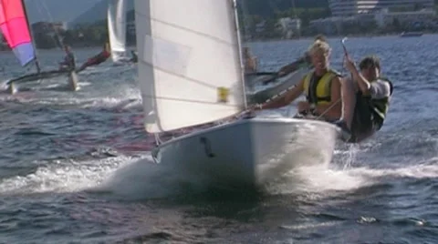 Sailing boat in action Stock Footage 952621