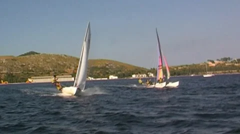 Sailing boat in action Stock Footage 952625