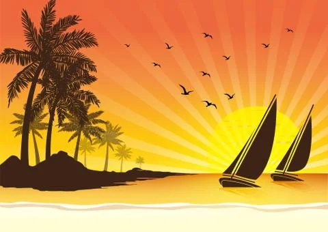 Sailing boat background Stock Illustration
