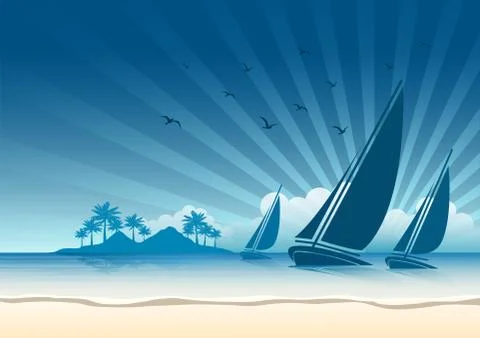Sailing boat background Illustrazione stock