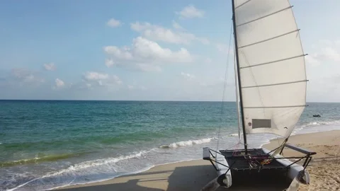 Sailing boat on the beach 스톡 동영상 220317686