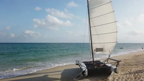 Sailing boat on the beach 스톡 동영상 220317783