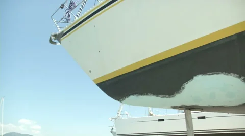 Sailing boat being repaired  Stock Footage 43227922