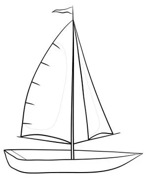Sailing boat, contours Illustrazione stock