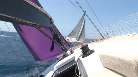 Sailing boat crossing the course of another boat  Stock Footage 38519188
