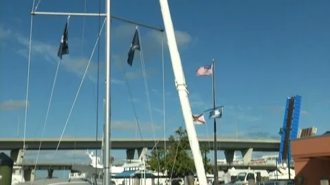 Sailing boat docked in Miami Stock Footage 72117319