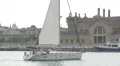 Sailing boat floating in Barcelona's harbor 4k or 4k+ Resolution