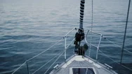 Sailing Boat Is Floating On The Waves In The Sea Stock Footage