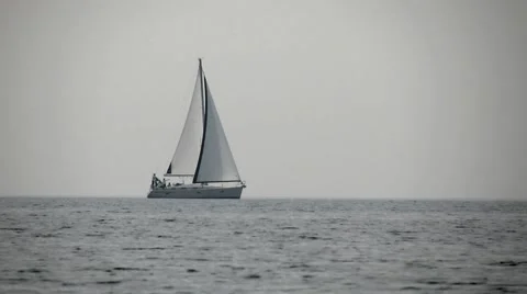 Sailing boat on horizon 스톡 동영상 50165340