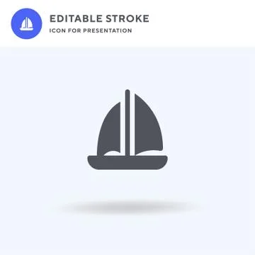 Sailing Boat icon vector, filled flat sign, solid pictogram isolated on white Stock Illustration