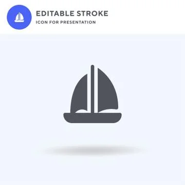Sailing Boat icon vector, filled flat sign, solid pictogram isolated on white Stock Illustration