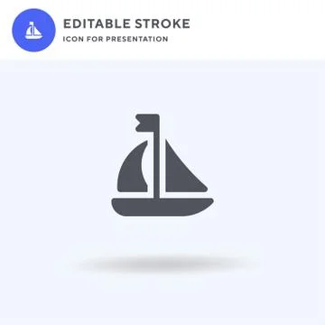 Sailing Boat icon vector, filled flat sign, solid pictogram isolated on white 스톡 일러스트
