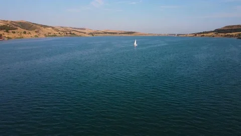 Sailing boat in the lake Stock Footage 168576776