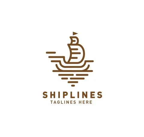 Sailing boat logo lines Stock Illustration