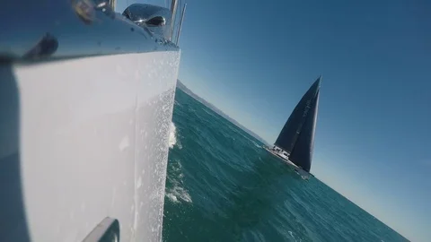 Sailing boat navigates. Stock Footage 84895677