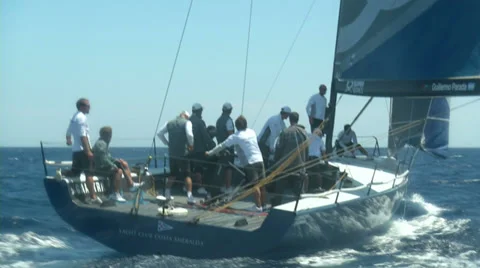 Sailing boat navigating during regatta Stock Footage 36783968