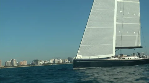 Sailing boat navigating with open sails Stock Footage 68458855