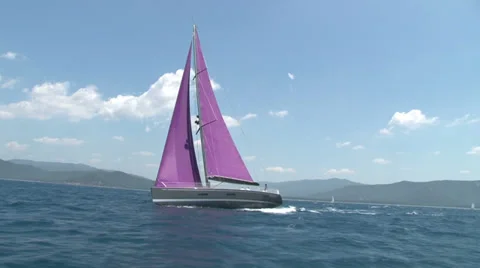 Sailing boat navigating in the sea  Stock Footage 38519207