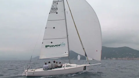 Sailing boat navigating slowly Stock Footage 36971499