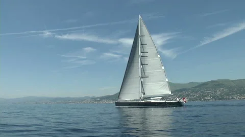 Sailing boat navigating slowly  Stock Footage 43324727