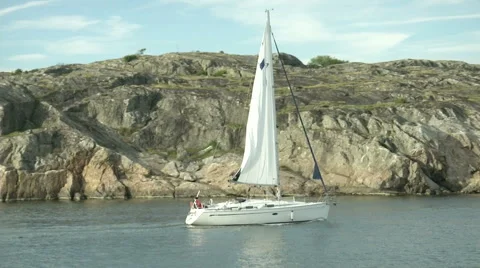 Sailing boat navigating in Sweden  Stock Footage 43317492