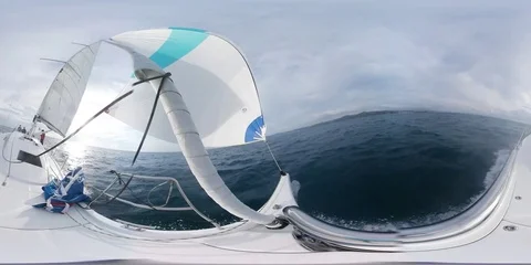 Sailing boat in navigation 360 degrees Stock Footage 73413003