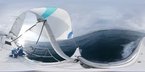 Sailing boat in navigation 360 degrees Stock Footage 73413591