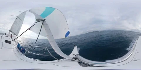 Sailing boat in navigation 360 degrees Stock Footage 73414488