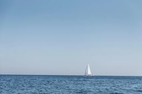 Sailing boat in navigation, Alghero Stock Photos