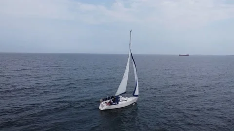 Sailing boat on ocean Stock Footage 137910526