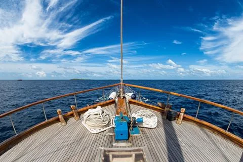 Sailing boat on the ocean Stock Photos
