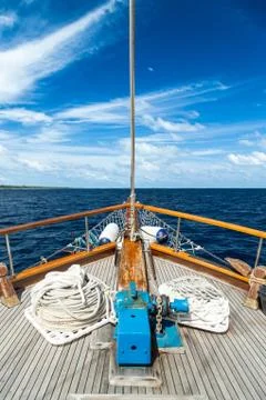 Sailing boat on the ocean Stock Photos