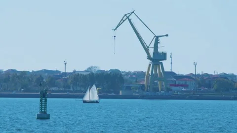 Sailing boat in an old harbor Stock Footage 291387250