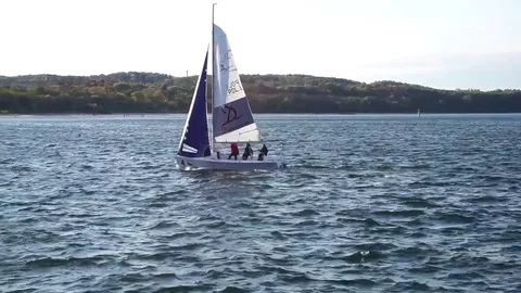 Sailing Boat Opening Sails Stock Footage 72945754