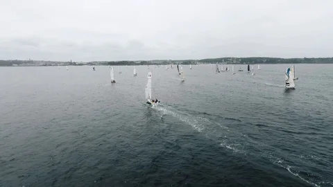 Sailing boat race Stock Footage 129100034