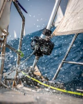 Sailing boat rigging, sailing rope spool Stock Photos