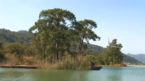 Sailing boat on the river Stock Footage 24097689