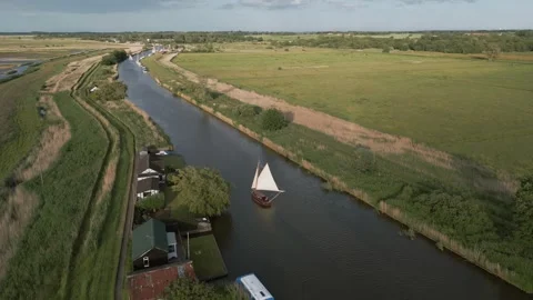 Sailing Boat on River Stock Footage 262045377
