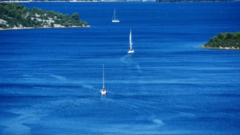 Sailing boat on the river Krka going to the sea Stock Footage 94709465