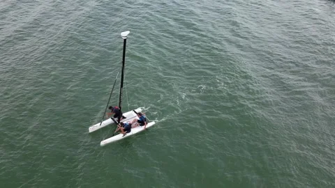Sailing Boat Seen By Drone Video stock 246729905
