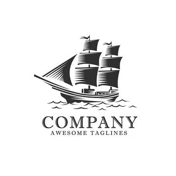 Sailing boat ship vector logo Stock Illustration