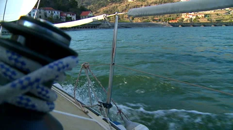 Sailing boat shot in Douro river. Stock Footage 62473157