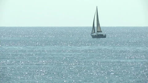 Sailing boat slowly navigating  Stock Footage 43230136