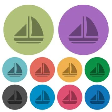 Sailing boat solid color darker flat icons Stock Illustration